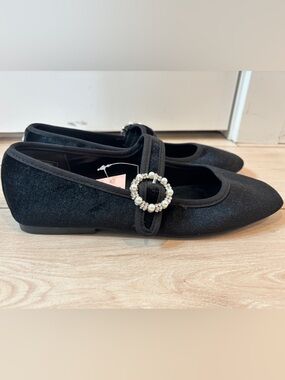 NWT Juicy Couture Black Velvet Mary Jane Ballet Flats